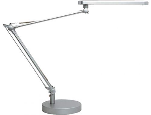 Candeeiro de escritorio uniluxled 5,6w duplo braco articulado abs e aluminio cinza metalizado base 19cm diametro , Unilux , 154387 , 3595560005802